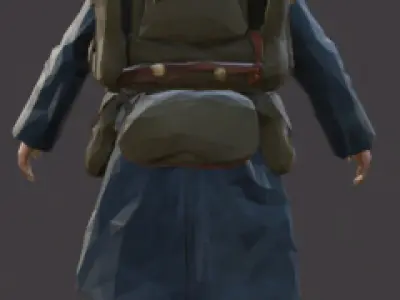 1914 french solider Low-poly 3D model