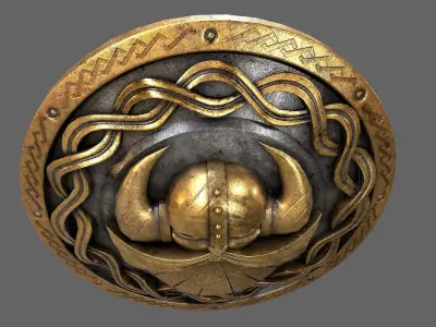 Dwarven shield Low-poly 3D model