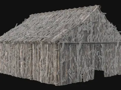 PRIMITIVE STICK HUTS SHELTER COTTAGE HOUSE PRIMAL COLLECTION AAA Low-poly 3D model