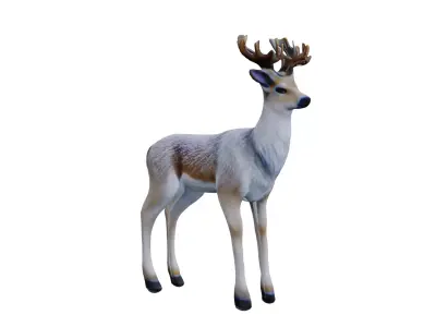 Deer with white fur low poly Low-poly 3D model