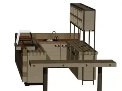 bar-furniture kitchen with sink and counter top Low-poly 3D model