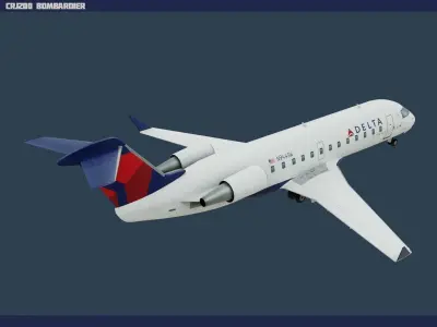 CRJ200 Delta Low-poly 3D model