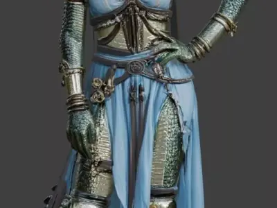 MG-Crocodile Girl01 Mid-Poly  Model 3D print model