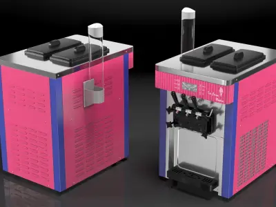 Ice Cream Maker with Ice Cream Cups Collection 3D model