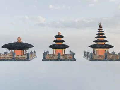 Pura Bali temple indonesian base asset library Low-poly 3D model