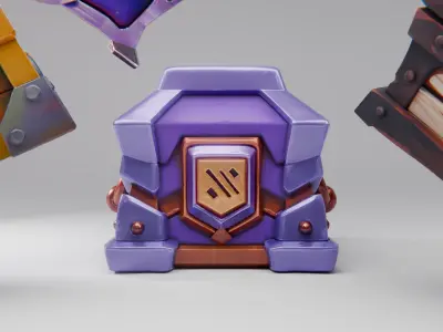 Chest collection fantasy  Low-poly 3D model