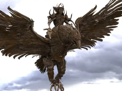Giant Eagle with warrior Kit bash 3D model