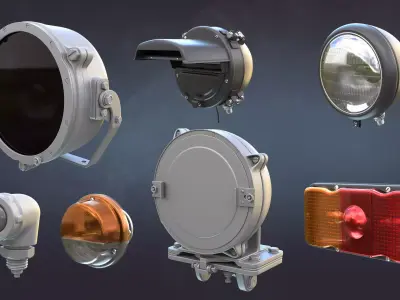 Soviet Military Lights High-Poly Collection 3D model