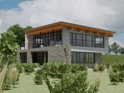 Two-Story Office Building Low-poly 3D model