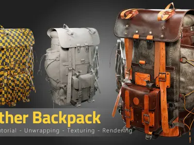 Leather Backpack Low-poly 3D model