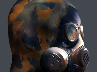 Gas mask helmet 3d model military combat Low-poly Low-poly 3D model