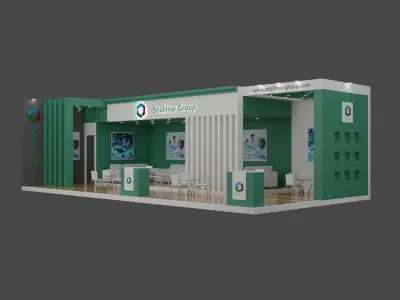Modern Exhibition Booth Design 20x40x12 Low-poly 3D model