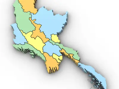 3d Political Map of Burma 3D model