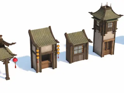 JAPANESE TRADITIONAL ARCHITECTURE PACK -STYLIZED- Low-poly 3D model