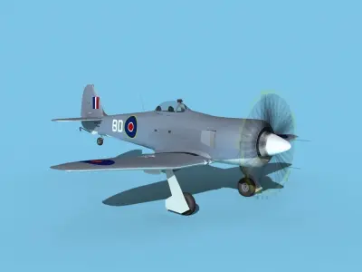 Hawker Sea Fury MKII V07 RN 3D model