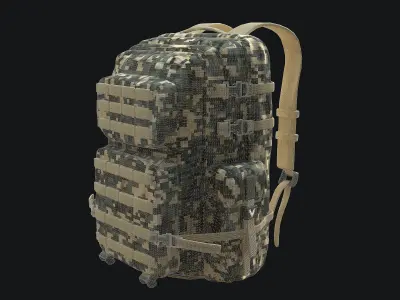 Military Backpack Tactical Camouflage PBR 3D model