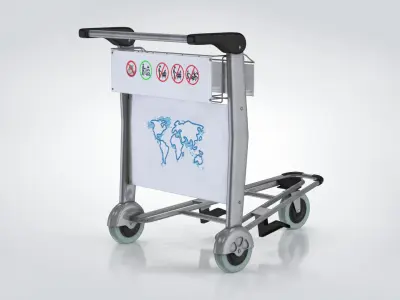 Airport Trolley Low-poly 3D model