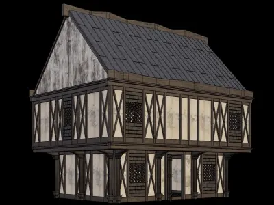 Medieval Houses 43- 4K Textures Game Ready Low-poly 3D model