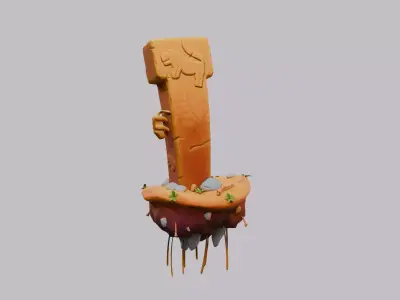 Stylized Prehistoric Gobeklitepe T-Column Stone Sculpture Low-poly 3D model