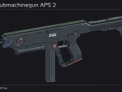 Scifi Submachinegun APS 2 Low-poly 3D model