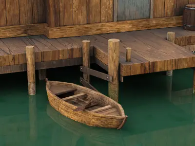 wooden Fishing House Low-poly 3D model