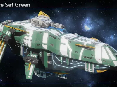 Spacehip Battleship II Low-poly 3D model