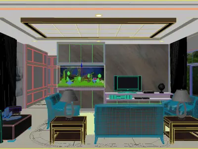 Living room to watch sea fish 3D model