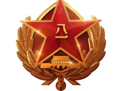 badge with star and laurel 3D model