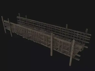 Old Wooden Bridge Low-poly 3D model