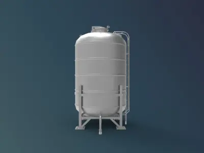 Industrial Water Tank Low-poly 3D model