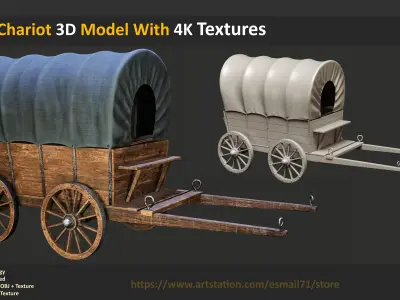 10 Chariot 3D Model With 4K Textures Low-poly 3D model
