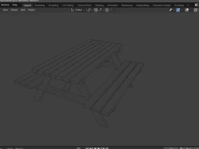 Picnic Table Free low-poly 3D model order