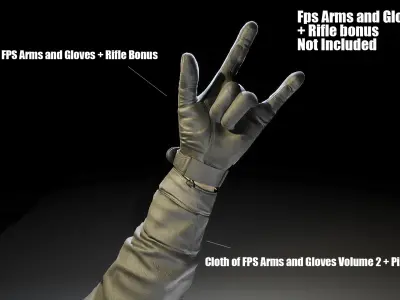 FPS Arms and Gloves Volume 2 And Pistol Bonus Low-poly 3D model
