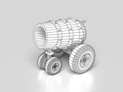 Mini Cannon - Bronze Low-poly 3D model