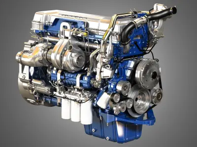 D13 Heavy Duty Truck Engine - 6 Cylinder Diesel Engine 3D model
