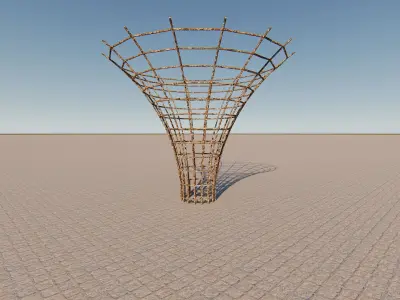 Revit Papyrus Shade Structure Low-poly 3D model