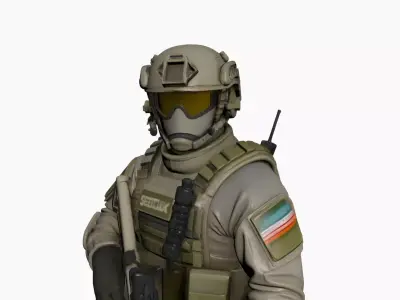 Military Soldier Character 3D Model Realistic Tactical Outfit 02 3D model