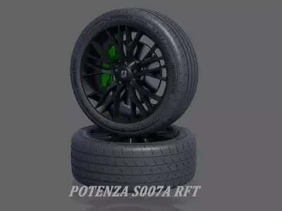3D 3d Wheel Model of Bridgestone Potenza S007A RFT Low-poly 3D model