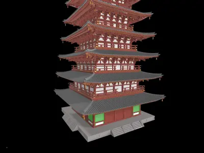 Japan Todaiji Temple Pagoda Low-poly 3D model