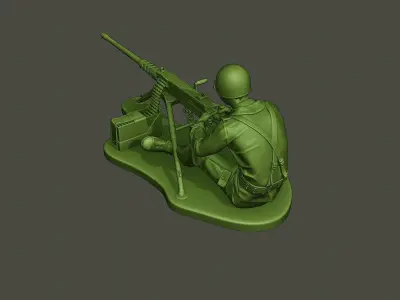 American soldier ww2 firing A7 3D print model