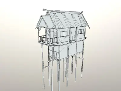 Medieval lake village - House 3 Low-poly 3D model