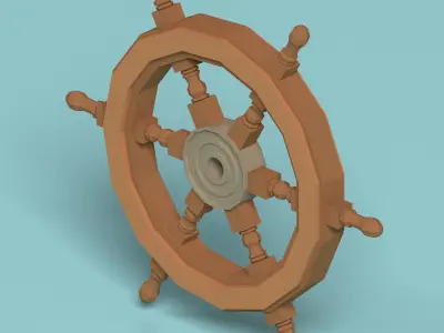 Low Poly Ship Wheel Low-poly 3D model