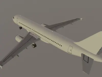 Airbus a320-214 plain white livery  3D model Low-poly 3D model