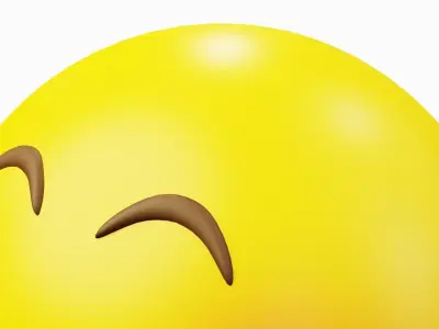 Blushing Smile Yellow Ball Emoticon Emoji or Smiley 3D model