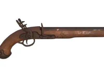 Musket Pistol Flintlock Gun Low-poly 3D model