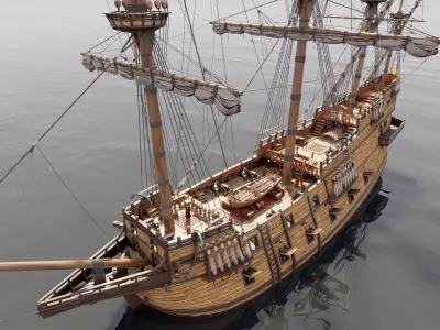 This 3D Galleon includes a fully detailed interior 01 3D model