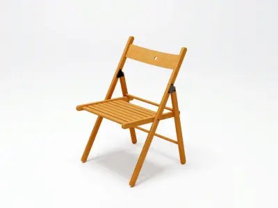 Chair wooden folding Free low-poly 3D model