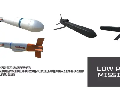 Low Poly Missile Pack Low-poly 3D model