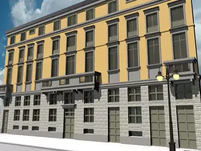 European building facade 3D model