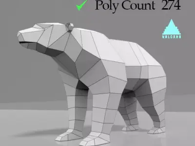 LOW POLY 3D BEAR MESH Low-poly 3D model